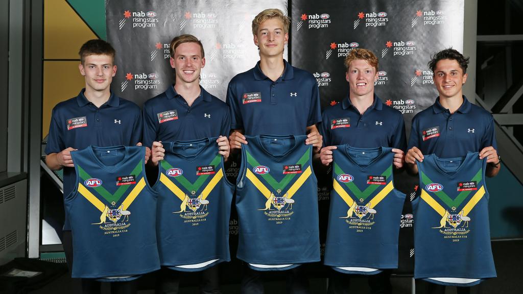 cnAA180419MD314825146.jpg The Oakleigh Chargers crew: Dylan Williams, Noah Anderson, Nick Bryan, Matt Rowell and Trent Bianco - Under-18s,AFL,AFL Academy